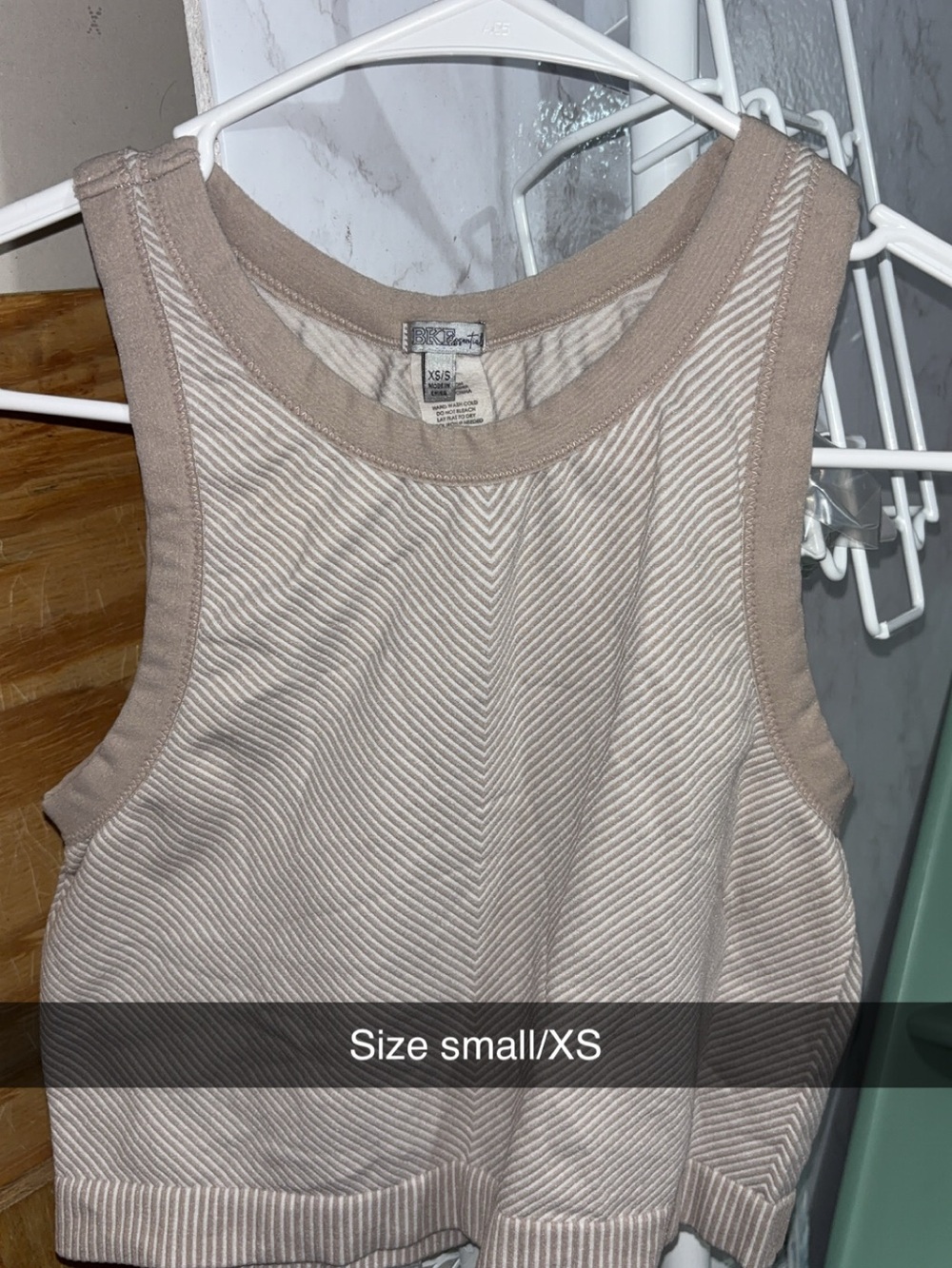 Neutral Ribbed Crop Tank Top - Beige/Cream